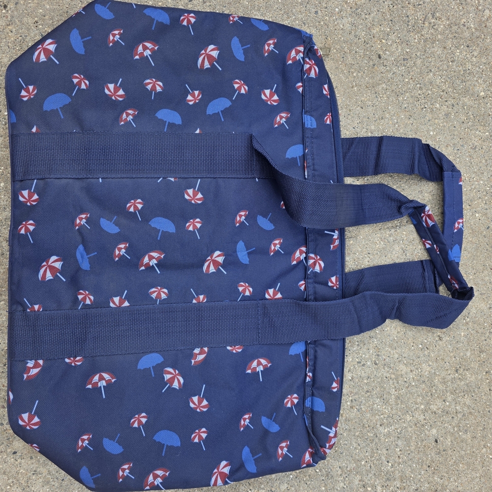 Navy Beach Umbrella Print Tote Bag